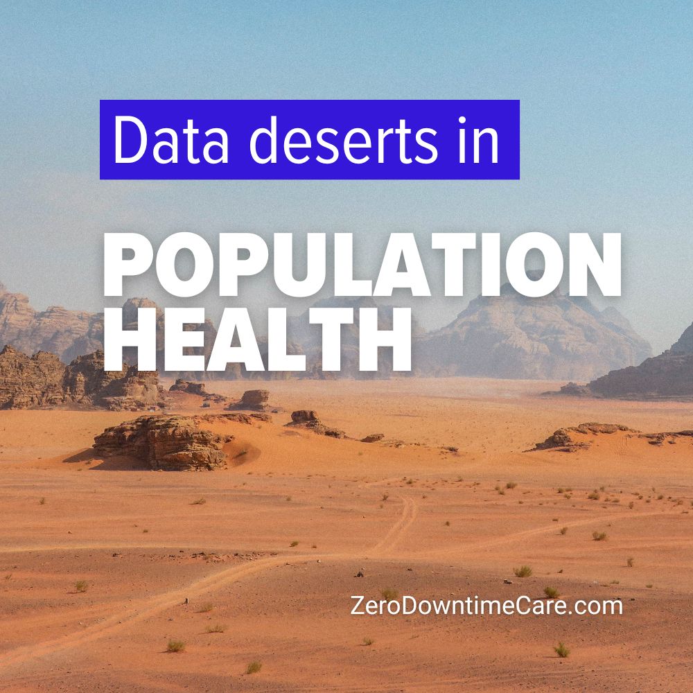 Desert. Image text: Data deserts in Population Health.